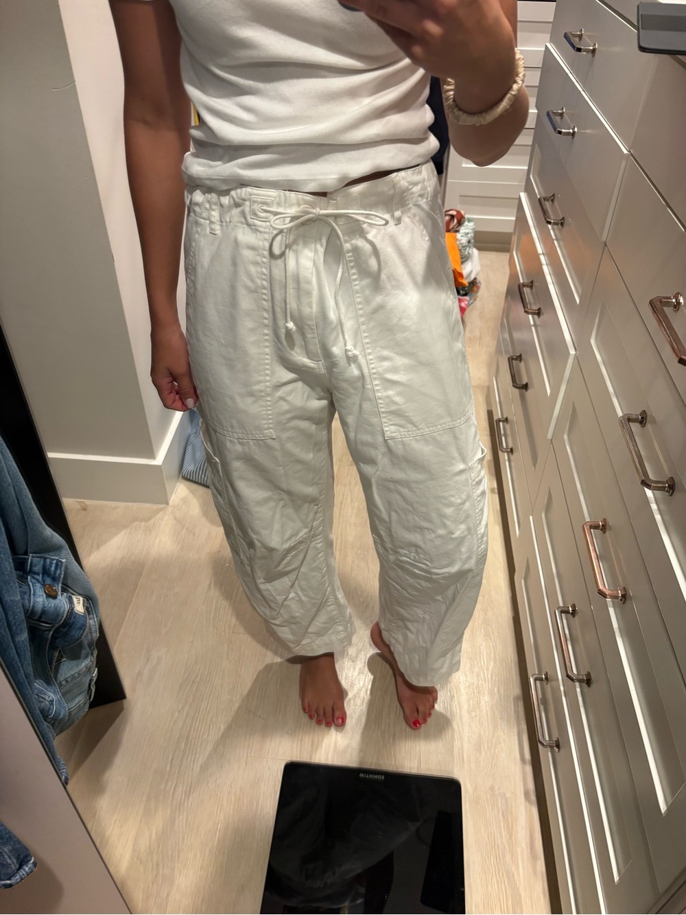 pistola White Drawstring Cargo Pants